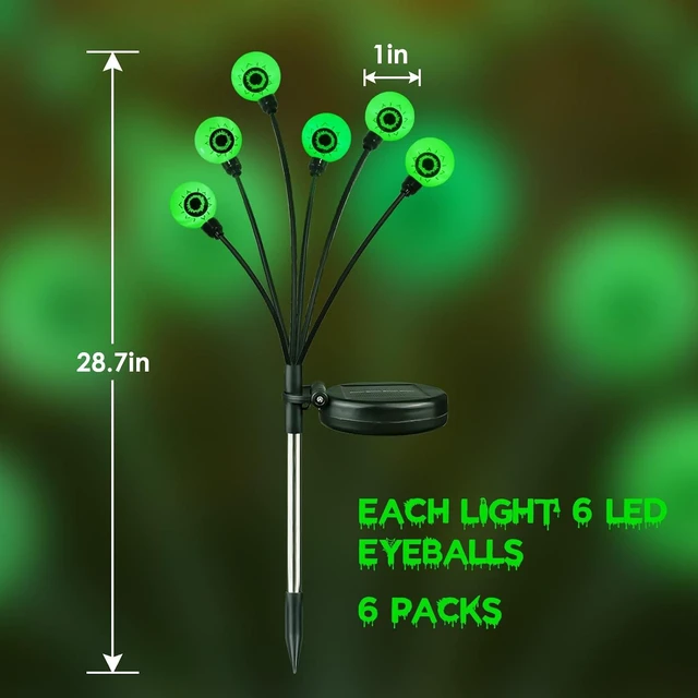 Alt view image 4 of 6 - 8 Pack Halloween Decorations Outdoor 48 LED Green Solar Eyeball Lights