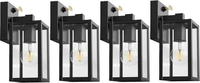 Main image of 4 Pack Dusk to Dawn Outdoor Lighting Fixtures, Black Sensor Exterior Lights Wall Mount, Waterproof Outdoor Porch Lights Fixtures Waterproof Wall Lantern Anti Rust Outside Lights for House