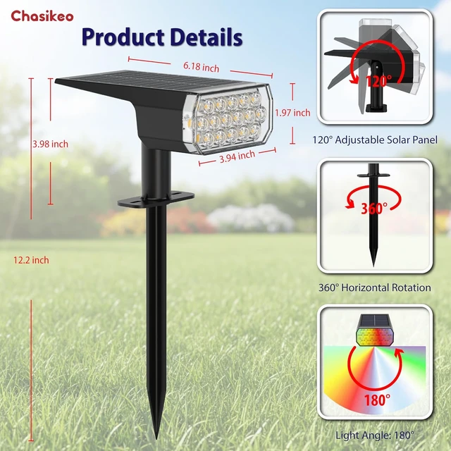 Alt view image 4 of 7 - Solar Lights Outdoor Waterproof, LED Solar Spot Lights Outdoor