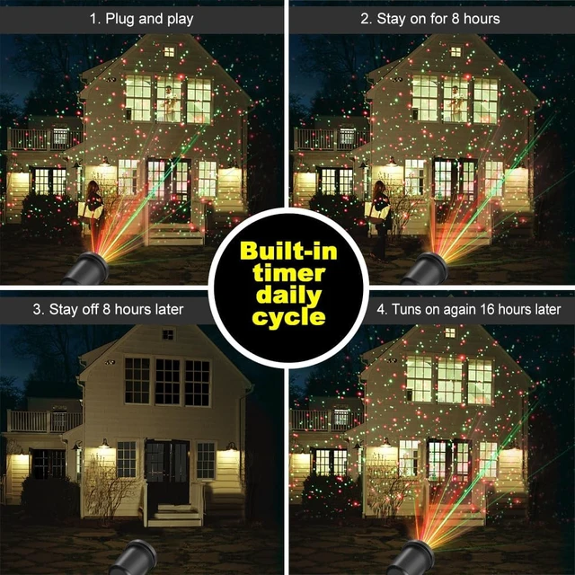 Alt view image 3 of 6 - Christmas Laser Light Projector Red and Green Star Laser Lights Show with Timer for Outdoor Decorations Waterproof Landscape Lighting for Christmas and Holidays
