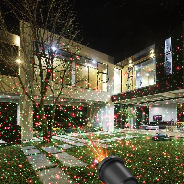 Alt view image 6 of 6 - Christmas Laser Light Projector Red and Green Star Laser Lights Show with Timer for Outdoor Decorations Waterproof Landscape Lighting for Christmas and Holidays