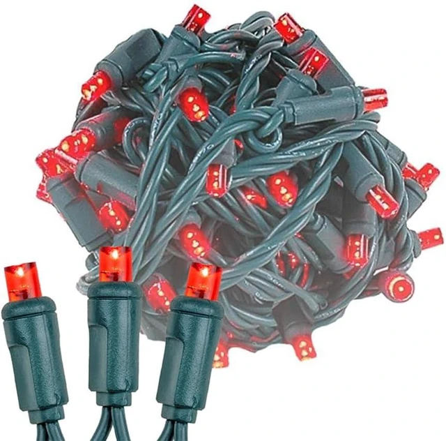 Main image of Novelty Lights 25ft 50 LED Red Christmas Lights, Green Wire String Lights