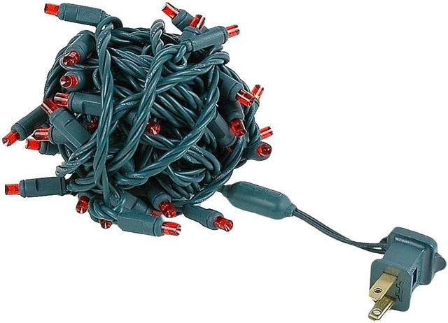 Alt view image 7 of 7 - Novelty Lights 25ft 50 LED Red Christmas Lights, Green Wire String Lights