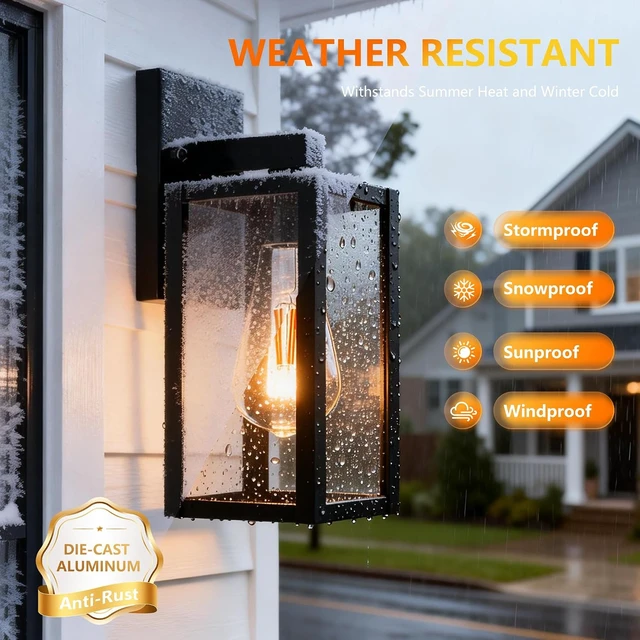 Alt view image 4 of 7 - Outdoor Wall Light Fixtures Anti-Rust Porch Lights Outdoor Waterproof Exterior Lighting Fixtures Front Door Wall Lantern for House