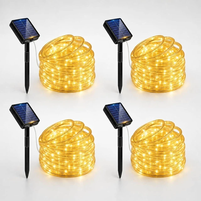 Main image of Total 104FT 240LED Solar Rope Lights Outdoor Waterproof, Warm White