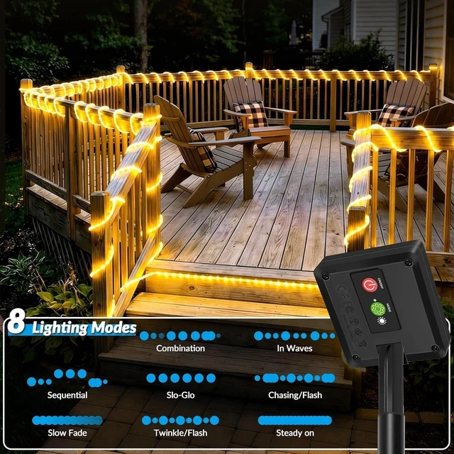 Alt view image 2 of 6 - Total 104FT 240LED Solar Rope Lights Outdoor Waterproof, Warm White