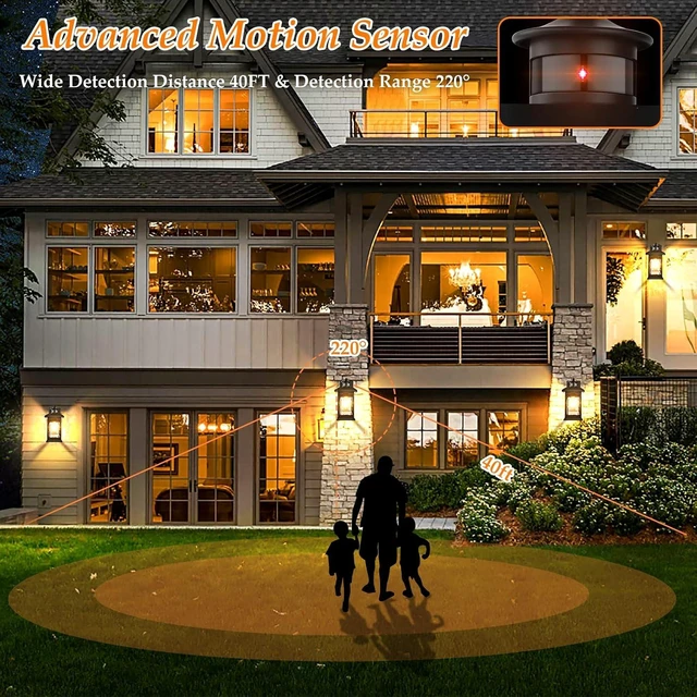 Alt view image 3 of 7 - FILIYANO Motion Sensor Outdoor Wall Lights, Dusk to Dawn, Black, 2 Pack