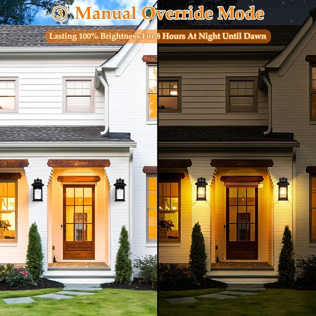 Alt view image 5 of 7 - FILIYANO Motion Sensor Outdoor Wall Lights, Dusk to Dawn, Black, 2 Pack