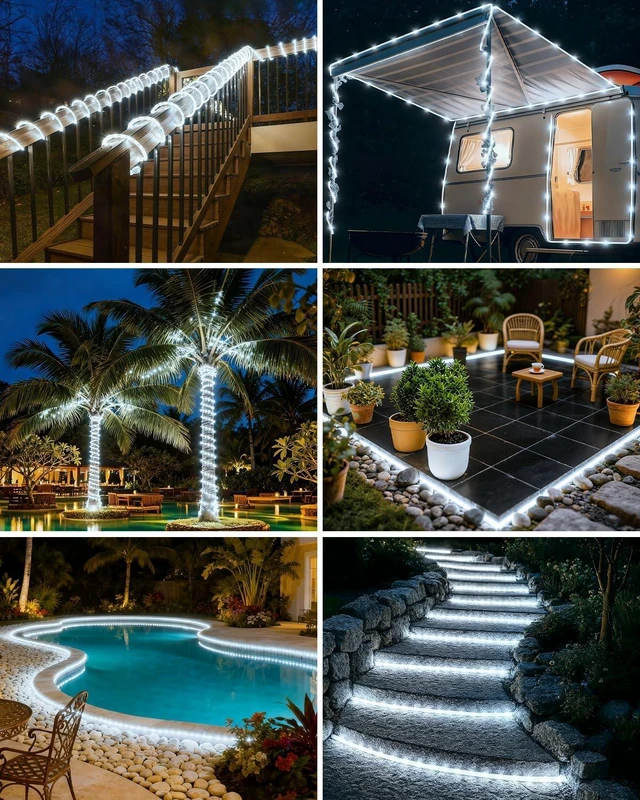 Alt view image 6 of 7 - btfarm Solar Rope Lights, 120LED 46FT String Lights Outdoor Waterproof