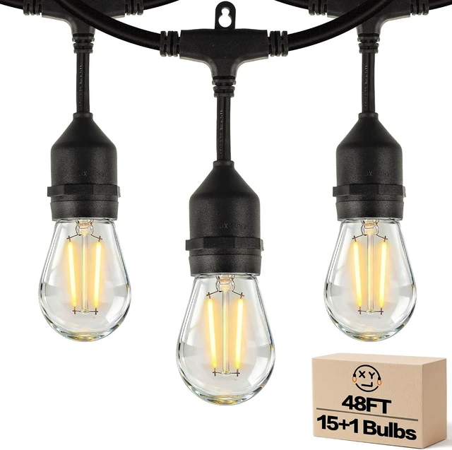 Main image of 48FT Outdoor String Lights, 2W S14 LED High Bright Waterproof UL