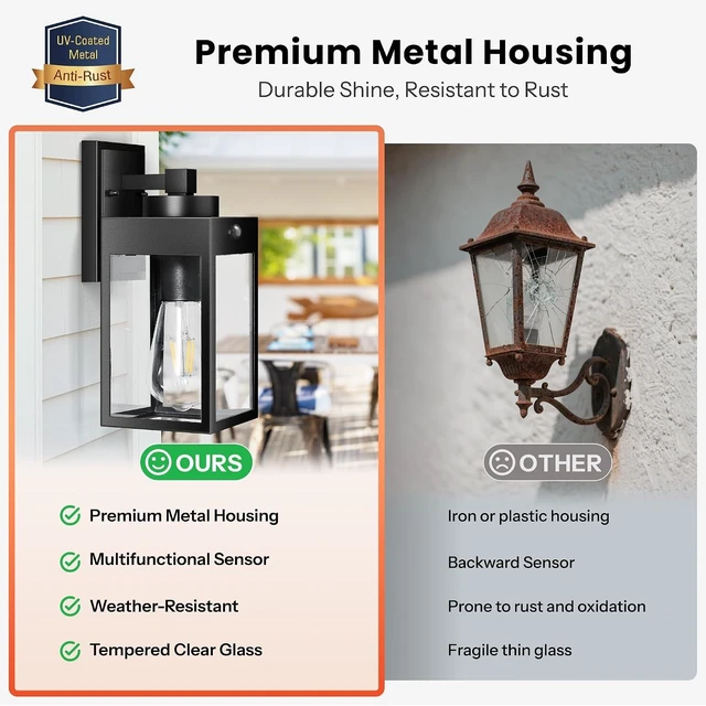Alt view image 5 of 7 - Gleamz 2-Pack Motion Sensor Exterior Light Fixtures Wall Mount for House