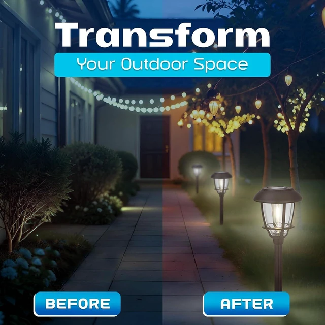 Alt view image 5 of 7 - Solar LED Path Lights 6 Pack 6 Lumens, Warm White, Oil-Rubbed Bronze, Stainless Steel, Solar Powered, Weather-Resistant for Walkway, Garden, Patio