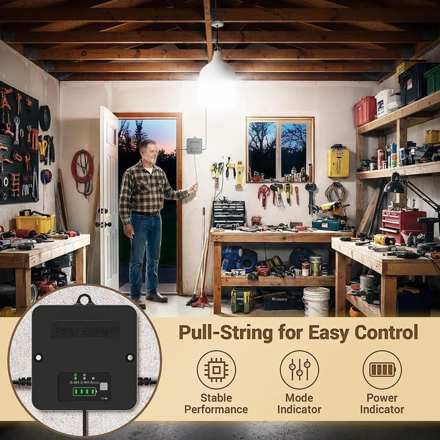 Alt view image 3 of 7 - Solar Shed Light Indoor Outdoor with Pull String, Daytime Available, 2 Pack
