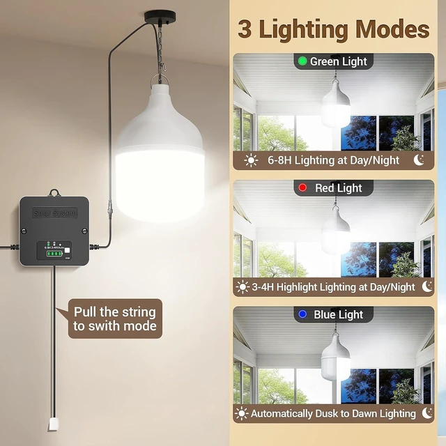 Alt view image 5 of 7 - Solar Shed Light Indoor Outdoor with Pull String, Daytime Available, 2 Pack