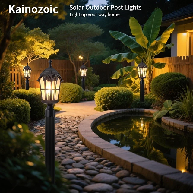 Alt view image 7 of 7 - Solar Post Lights Outdoor with Bulb Dusk to Dawn Lamp Posts Outdoor Lighting Waterproof Solar Post Lamp Anti-Rust Exterior Pole Light Outside Pole Lighting for Yard Pathway Driveway Fence