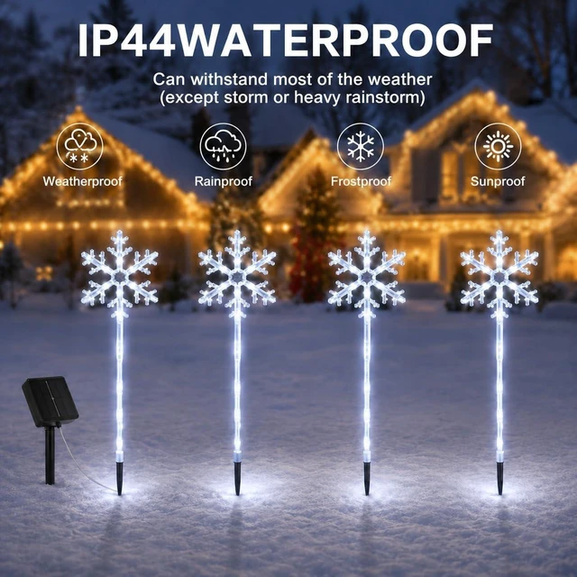 Alt view image 3 of 6 - Christmas Solar Pathway Lights, White Snowflake, 8 Pack