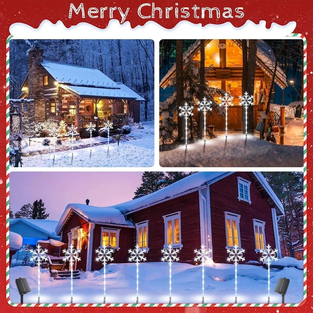 Alt view image 5 of 6 - Christmas Solar Pathway Lights, White Snowflake, 8 Pack