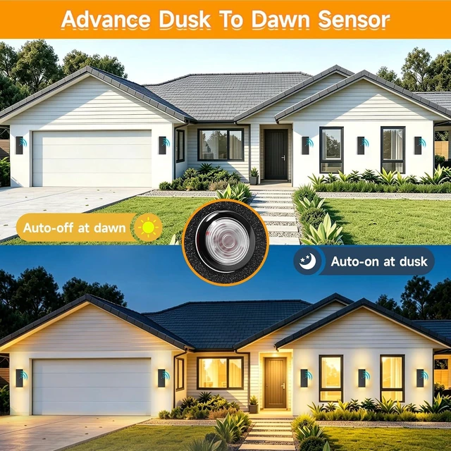 Alt view image 2 of 7 - Dusk to Dawn Outdoor Wall Lights, Modern Led Porch Lights, 15.7 in