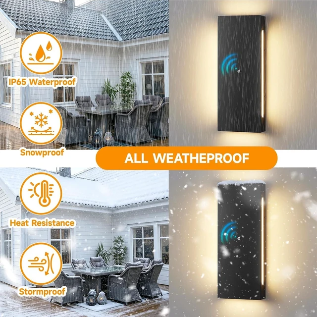 Alt view image 3 of 7 - Dusk to Dawn Outdoor Wall Lights, Modern Led Porch Lights, 15.7 in