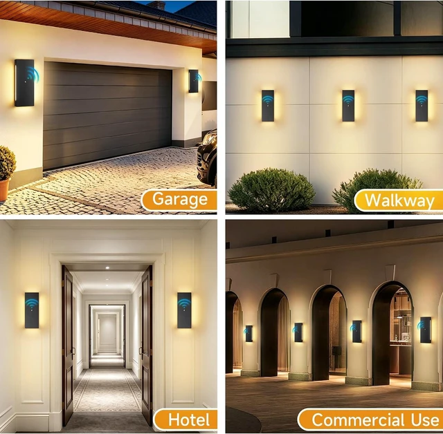 Alt view image 6 of 7 - Dusk to Dawn Outdoor Wall Lights, Modern Led Porch Lights, 15.7 in