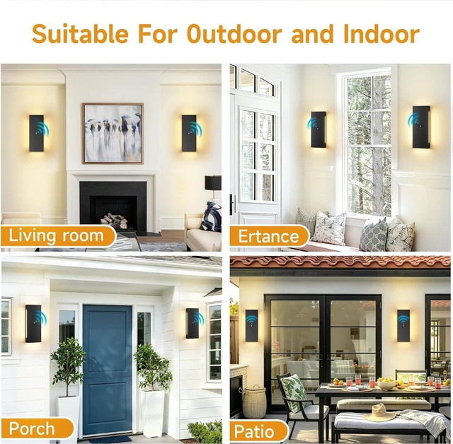 Alt view image 5 of 7 - Dusk to Dawn Outdoor Wall Lights, Modern Led Porch Lights, 15.7 in