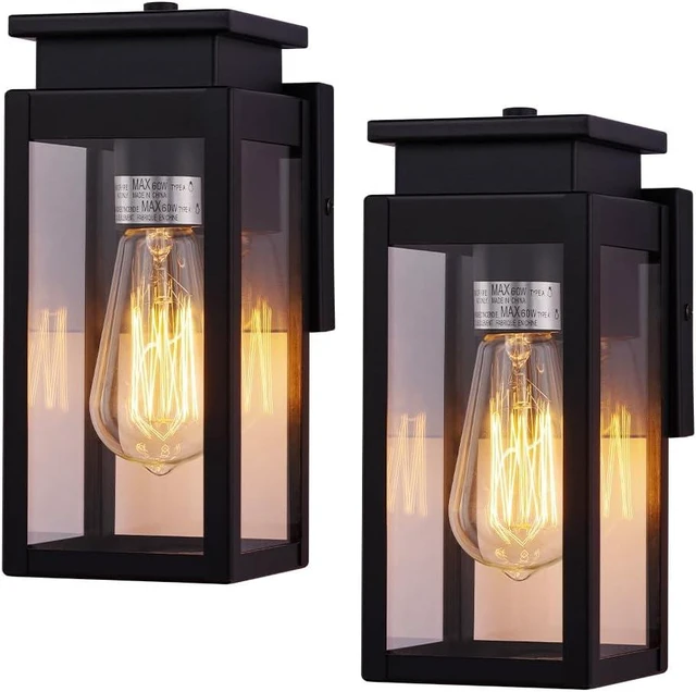 Main image of Cerdeco 9.5" Modern Outdoor Wall Light with 4-Side Clear Glass,2 Pack