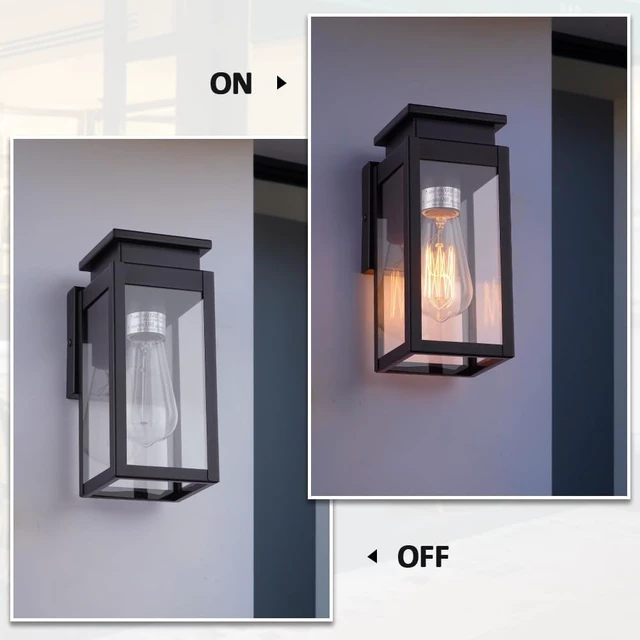 Alt view image 6 of 7 - Cerdeco 9.5" Modern Outdoor Wall Light with 4-Side Clear Glass,2 Pack