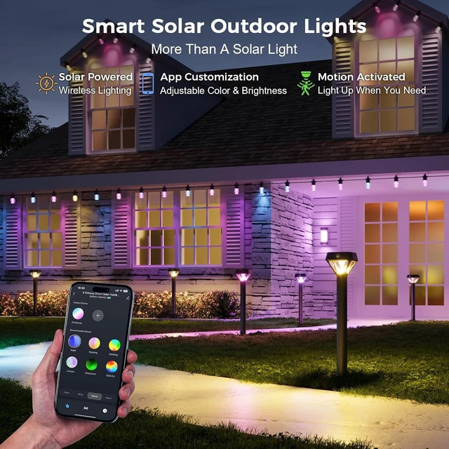 Alt view image 3 of 7 - XMCOSY+ Smart Solar Lights Outdoor Waterproof, Motion Sensor Lights 4 Pack