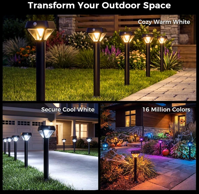 Alt view image 4 of 7 - XMCOSY+ Smart Solar Lights Outdoor Waterproof, Motion Sensor Lights 4 Pack