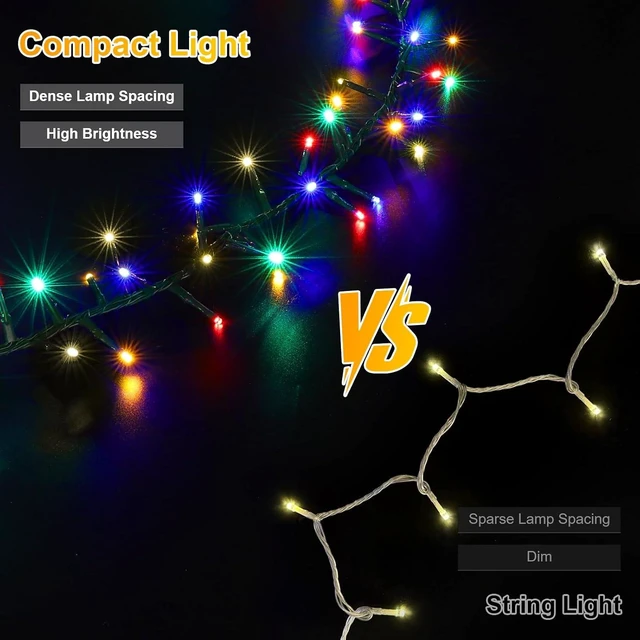 Alt view image 4 of 7 - LAMPHOME 500 LED Christmas Outdoor Twinkle String Lights Extendable Holiday Decoration,Plug in Lights with 10 Functions and Timer Waterproof for Outdoor Home Party Bedroom-Warm White&Multicolour