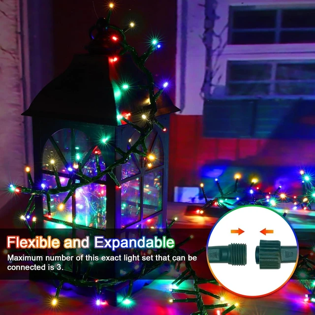 Alt view image 6 of 7 - LAMPHOME 500 LED Christmas Outdoor Twinkle String Lights Extendable Holiday Decoration,Plug in Lights with 10 Functions and Timer Waterproof for Outdoor Home Party Bedroom-Warm White&Multicolour