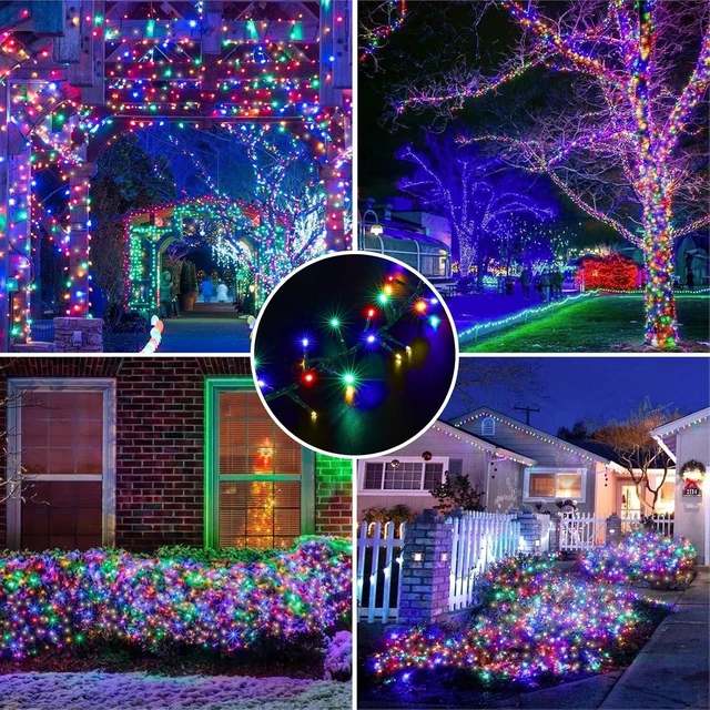 Alt view image 7 of 7 - LAMPHOME 500 LED Christmas Outdoor Twinkle String Lights Extendable Holiday Decoration,Plug in Lights with 10 Functions and Timer Waterproof for Outdoor Home Party Bedroom-Warm White&Multicolour