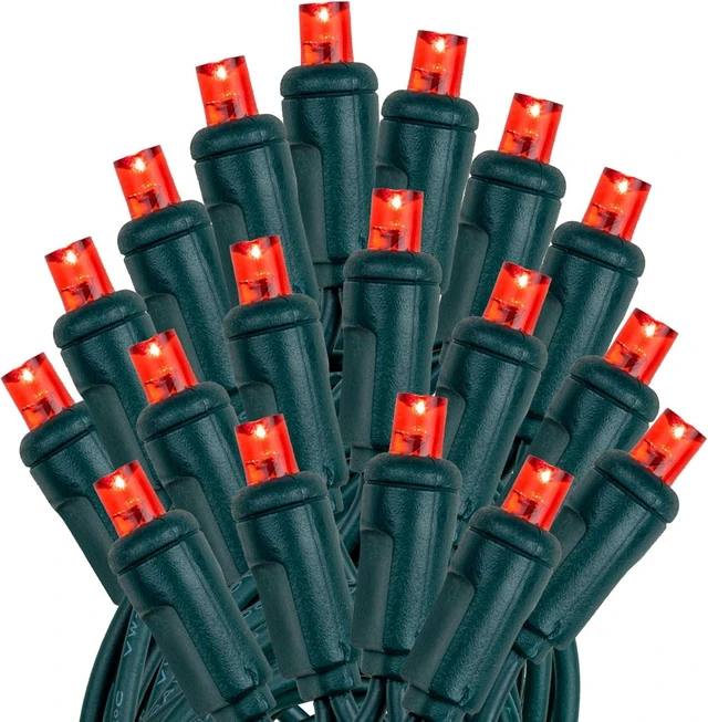 Alt view image 4 of 7 - Novelty Lights 25ft 50 LED Red Christmas Lights, Green Wire String Lights