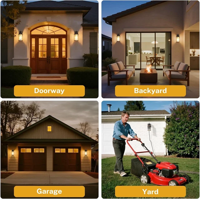 Alt view image 3 of 7 - Porch Light with Outlet GFCI Dusk to Dawn Outdoor Lighting Black