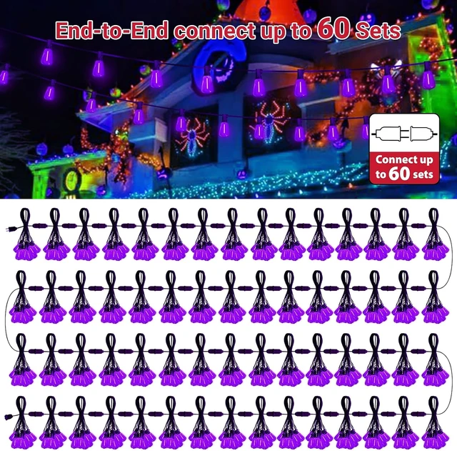Alt view image 7 of 7 - Purple Outdoor halloween String Lights, ST38 26FT LED Patio Lights with 12+1 Shatterproof Edison Bulbs,UL Waterproof Connectable Hanging Lights for Halloween Spooky Party Christmas Garden Porch Decor