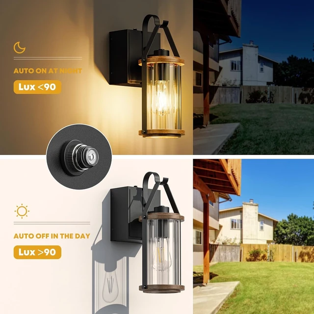 Alt view image 4 of 7 - Porch Light with Outlet GFCI Dusk to Dawn Outdoor Lighting Black
