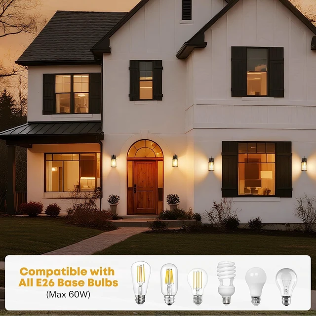 Alt view image 6 of 7 - Porch Light with Outlet GFCI Dusk to Dawn Outdoor Lighting Black