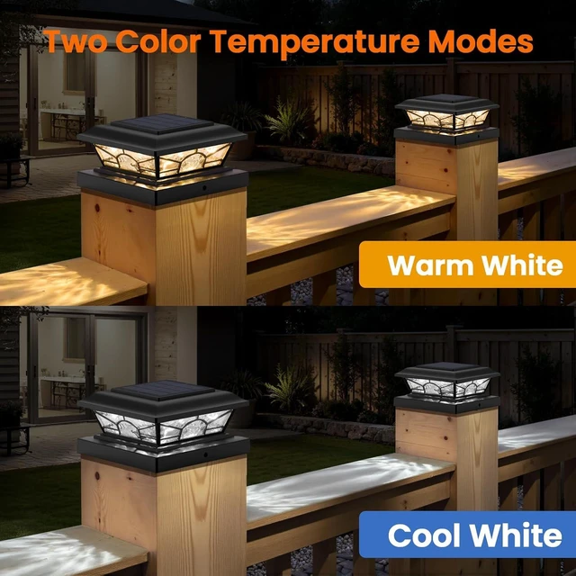 Alt view image 3 of 7 - Brightever 4x4 Post Solar Lights, Solar Post Cap Lights Black 12-Pack