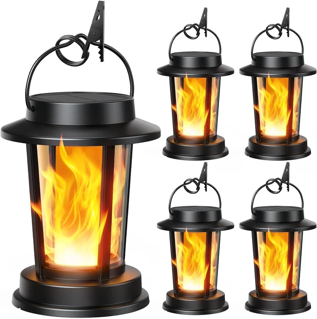 Main image of Solar Lanterns Outdoor, 4 Pack Flickering Flame Solar Lights