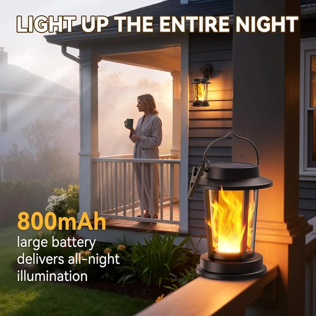 Alt view image 3 of 7 - Solar Lanterns Outdoor, 4 Pack Flickering Flame Solar Lights