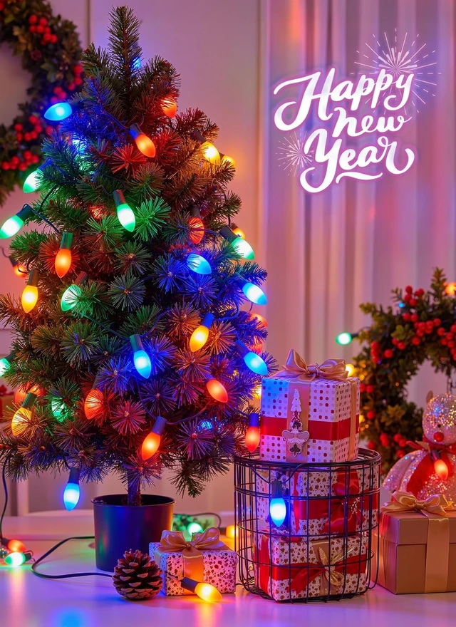 Alt view image 2 of 7 - Minetom 50Ft Christmas Lights Outdoor, with 50 LED Matte Bulbs, Multicolor