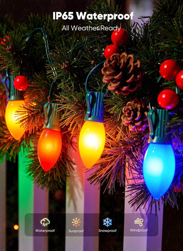 Alt view image 4 of 7 - Minetom 50Ft Christmas Lights Outdoor, with 50 LED Matte Bulbs, Multicolor