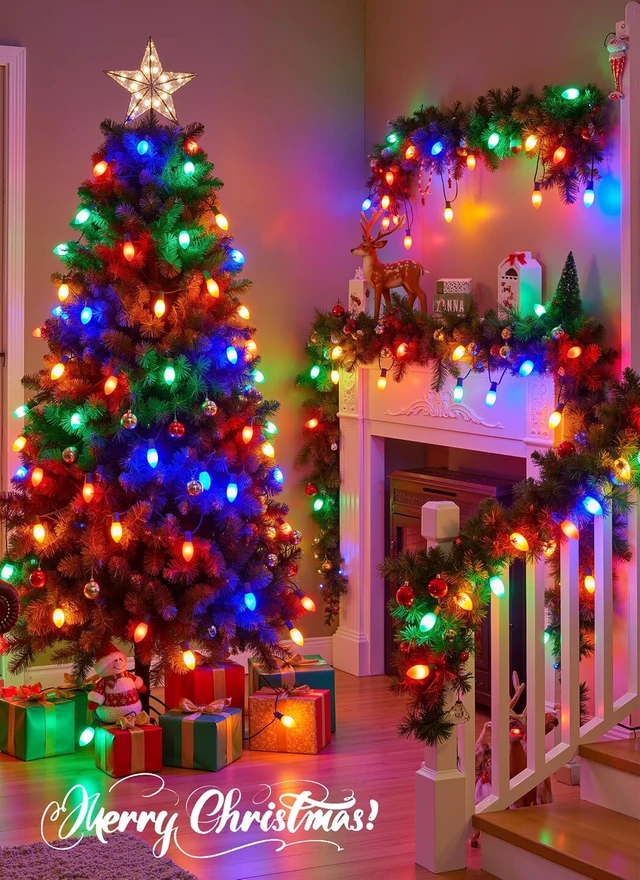 Alt view image 6 of 7 - Minetom 50Ft Christmas Lights Outdoor, with 50 LED Matte Bulbs, Multicolor