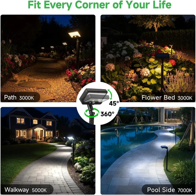 Alt view image 7 of 7 - Solar Motion Sensor Pathway Lights - Warm & Daylight Selectable Path Light 3 Modes, IP65 Waterproof Black LED Garden Lighting with Remote Control for Outside Landscape Walkway (4 Pack)