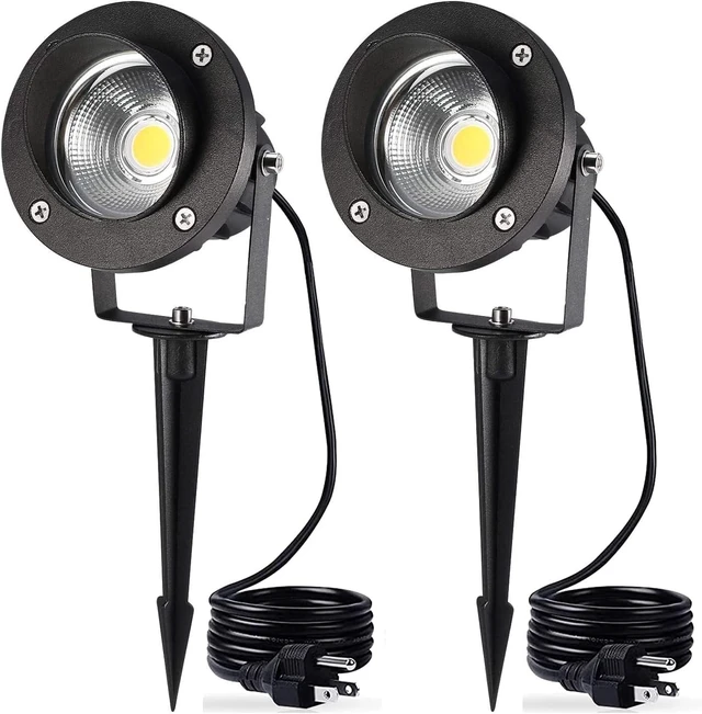 Main image of LED Landscape Lighting High Power 18W Outdoor Garden Lights,120V AC,Warm White Waterproof Spotlights for Yard,Patio,Lawn,Wall, Flood,Driveway,Tree Flag Light,Metal Ground Stake (2 Packs)