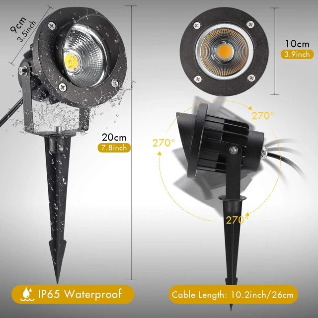 Alt view image 3 of 6 - LED Landscape Lighting High Power 18W Outdoor Garden Lights,120V AC,Warm White Waterproof Spotlights for Yard,Patio,Lawn,Wall, Flood,Driveway,Tree Flag Light,Metal Ground Stake (2 Packs)