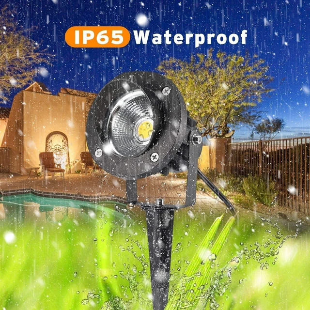 Alt view image 4 of 6 - LED Landscape Lighting High Power 18W Outdoor Garden Lights,120V AC,Warm White Waterproof Spotlights for Yard,Patio,Lawn,Wall, Flood,Driveway,Tree Flag Light,Metal Ground Stake (2 Packs)