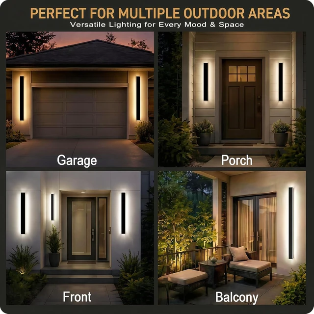 Alt view image 5 of 7 - Picico 2 Pack 31in Modern Outdoor Wall Light,IP65 Waterproof LED Sconce