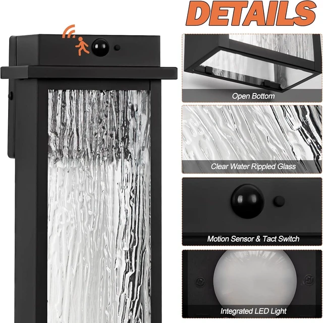 Alt view image 2 of 7 - VenzBlomia 16 Black Motion Sensor Outdoor Lights for House Garage 2 Pack