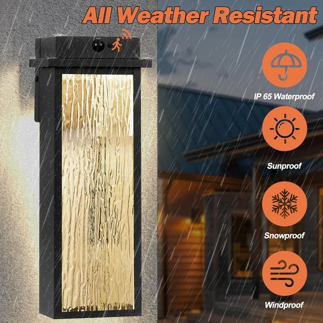 Alt view image 5 of 7 - VenzBlomia 16 Black Motion Sensor Outdoor Lights for House Garage 2 Pack